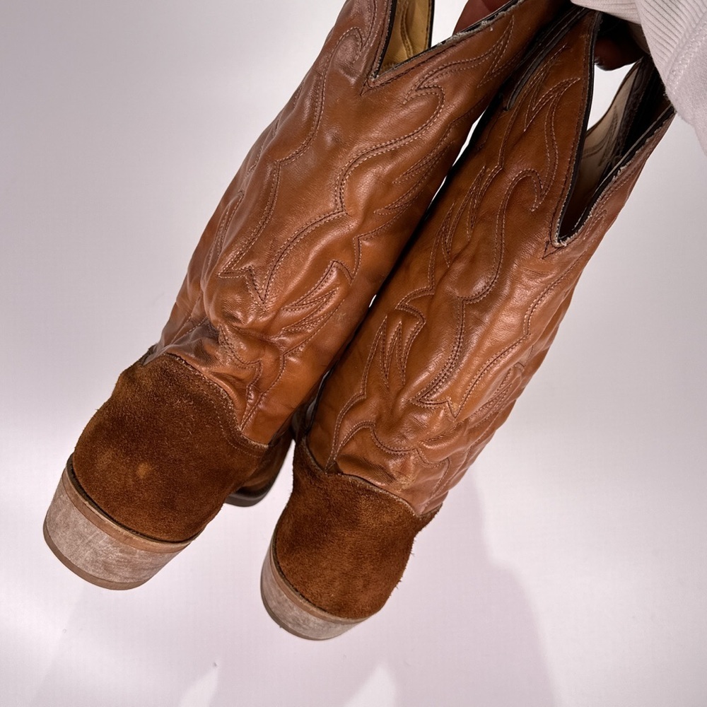 Miller Stockman Brown Leather Western Cowboy Boots Mens 8.5 - Picture 6 of 12